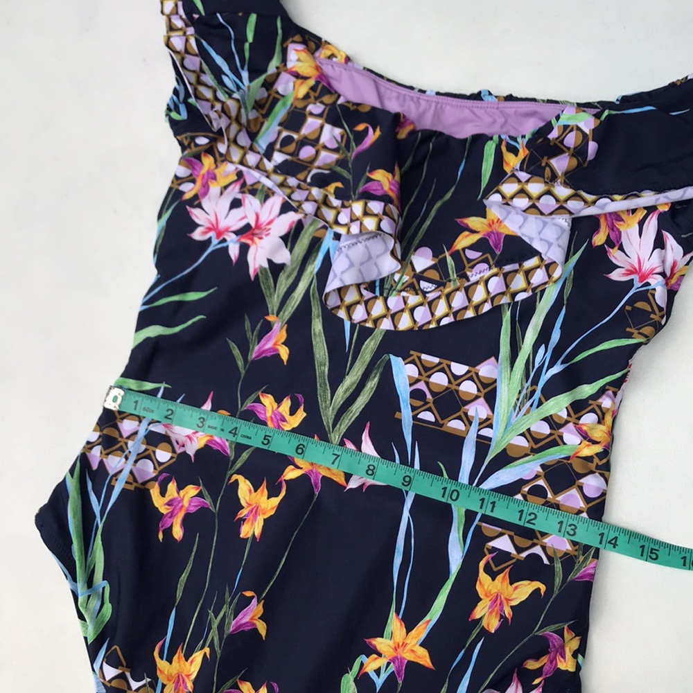 Trina Turk Fiji Ruffled Off Shoulder One Piece Flattering size 12 Large … - Picture 11 of 12